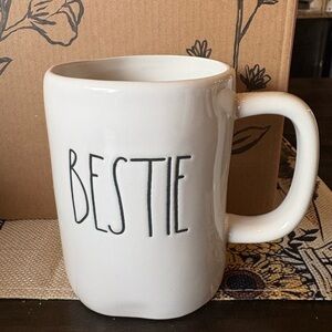 Rae Dunn White Ceramic “BESTIE” Mug with Black Text